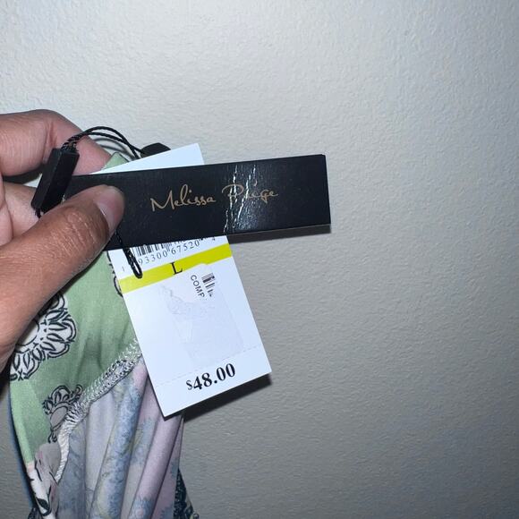 Melissa Paige NWT Skirt Spring Patchwork Large Yellow Coral Green Floral Paisley - Picture 6 of 6